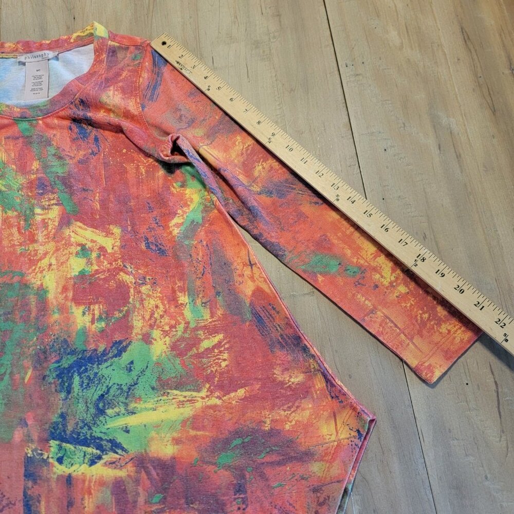 Philosophy Tunic Sunrise Brushstroke Long Sleeve‎ Knit Shirt Oversize Small 3615 - Picture 8 of 9